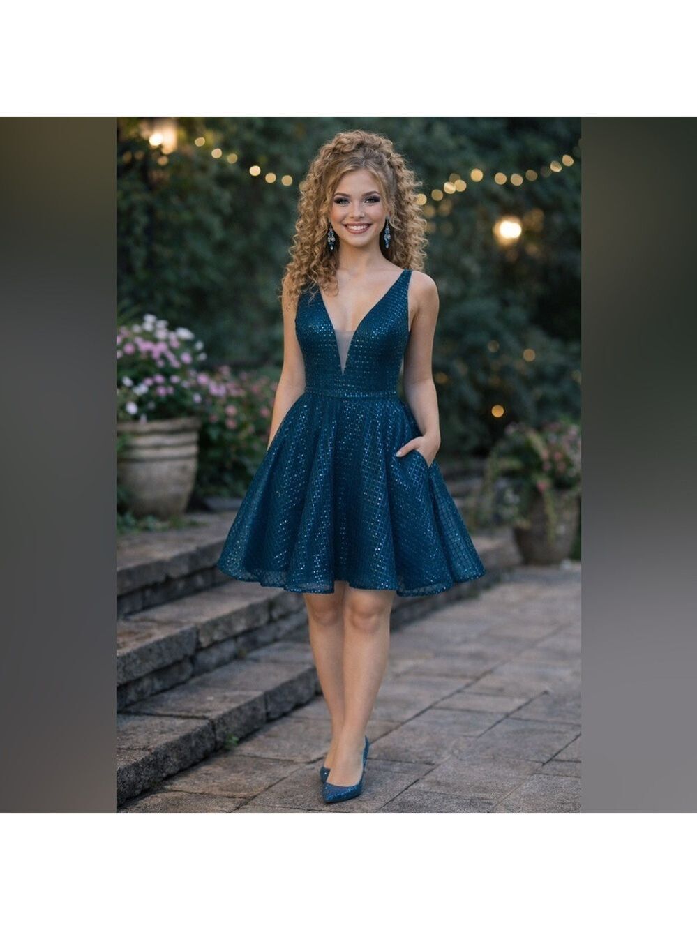 Size 12 Clarisse Homecoming Cocktail Dress Peacock Teal New